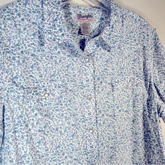 Vintage Wrangler WRANCHER Floral Pearl Snap Short Sleeve Shirt - Picture 5 of 6